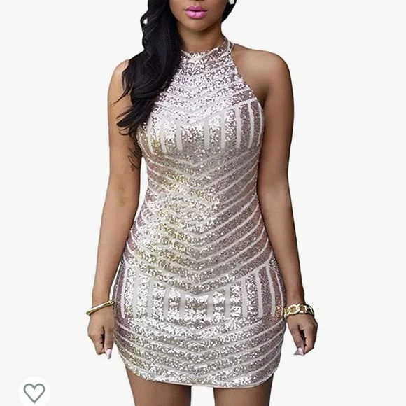 slim fit dress slacks Net Mesh Sequin Tank Gown in Silver Steel